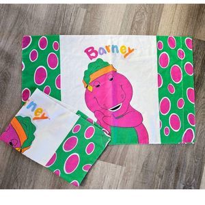 Vintage 90's 2 Piece Barney the Dinosaur Pillowcases